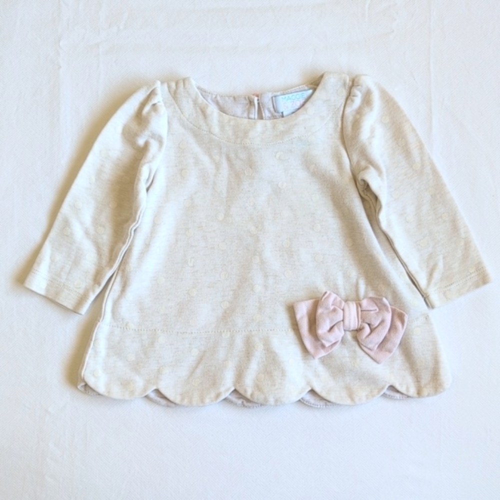 maggie & zoe scallop hem tunic top with bow 6-9 months baby girl